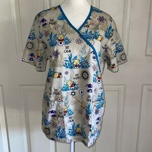 Disney Winnie The Pooh And Eeyore Chibi “Be Happy” Scrub Top
